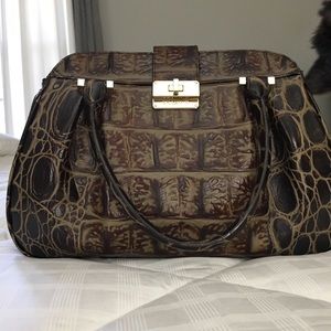 Brahmin Leopard Print Leather Satchel